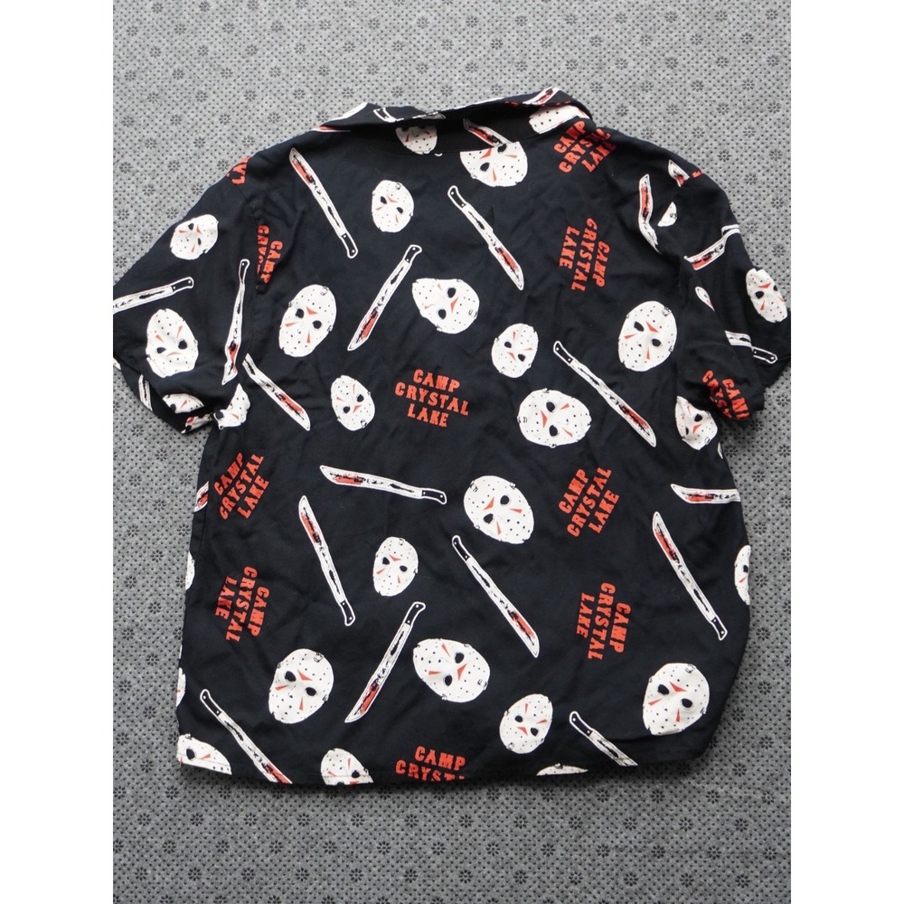 Friday the 13th Camp Crystal Lake Button Up Crop Top Tie Shirt Women's Size M - Picture 7 of 7